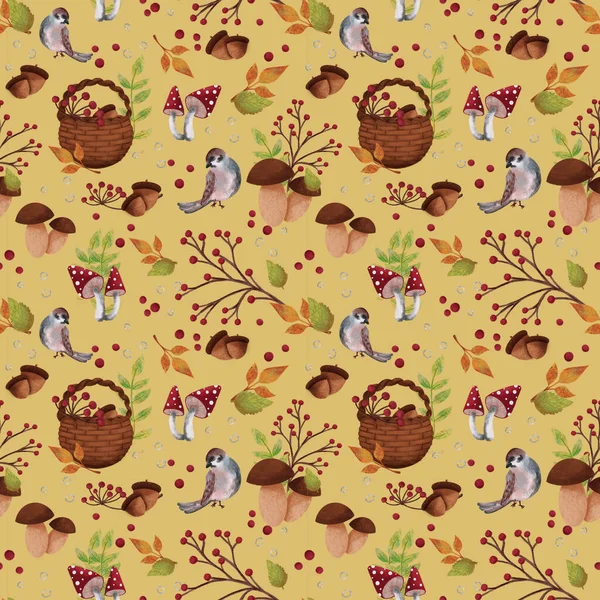 Seamless pattern with forest motif. — ストック写真