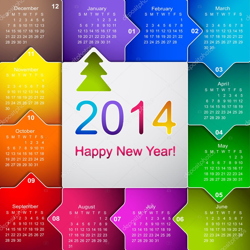 Clean 2014 business wall calendar