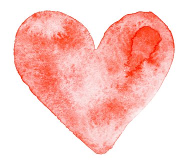 sulu boya boyalı kırmızı kalp