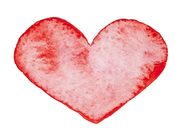 Akvarell festett piros szív — Stock Fotó