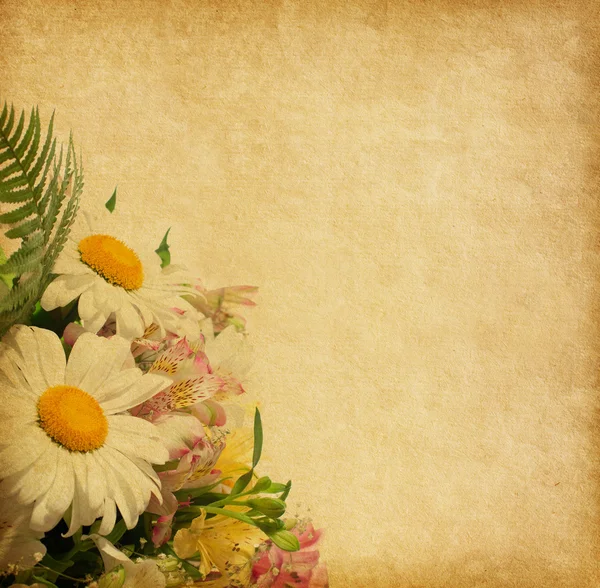 Gamla papper bakgrund med blomma — Stockfoto