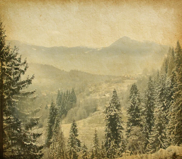 カルパティア山脈の冬の風景. — ストック写真