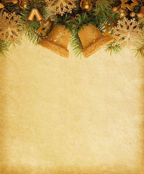 Fundo de papel velho com fronteira de Natal . — Fotografia de Stock