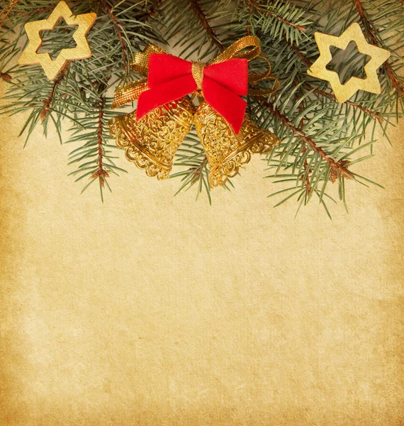 Beige paper background with Christmas border — Stock Photo, Image