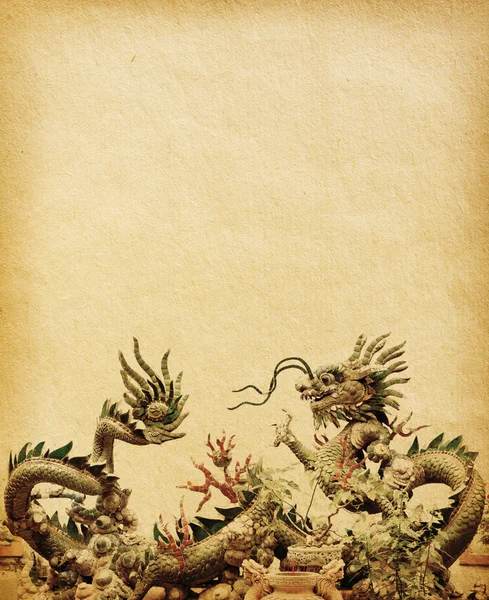 Oud papier met dragon — Stockfoto