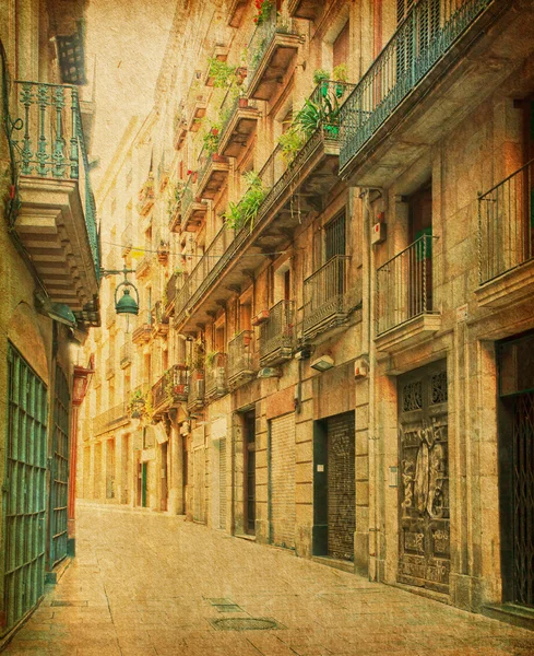 Empty alleyway em Barcelona, Espanha . — Fotografia de Stock