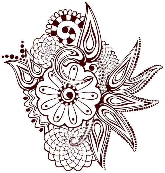 Paisley flowers mehndi — Stock Vector