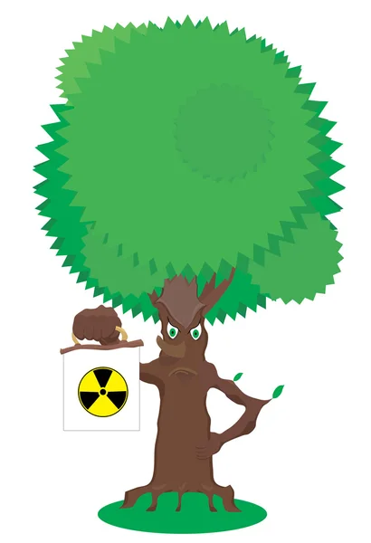 Peri ağacı radyasyon uyarı işareti tutar