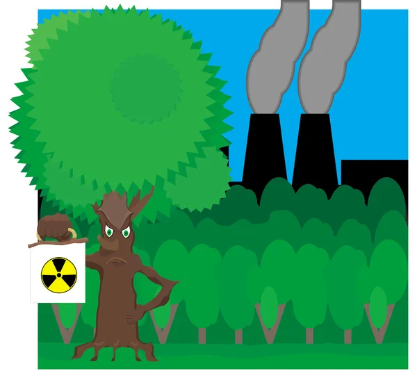 Peri ağacı radyasyon tehlikesi işareti arka plan üzerinde tutar.