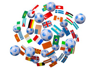 futbol topları ve bayrakları