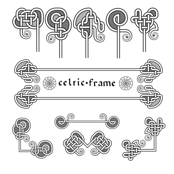 Conjunto Celta Símbolos Marcos Ornamento Ilustración Vector — Archivo Imágenes Vectoriales