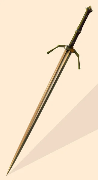 Середньовічна Зброя Сталевий Меч Фентезі Ілюстрація Вектор — стоковий вектор