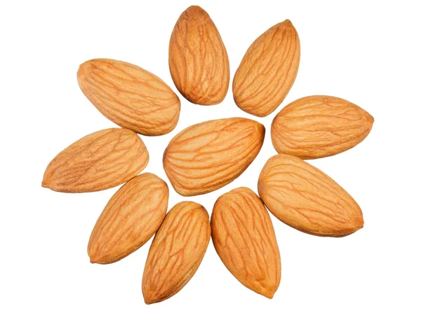 Almonds in the shape of a sun — Stock Photo, Image