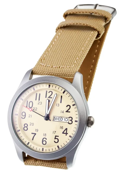 Closeup béžové náramkové hodinky — Stock fotografie
