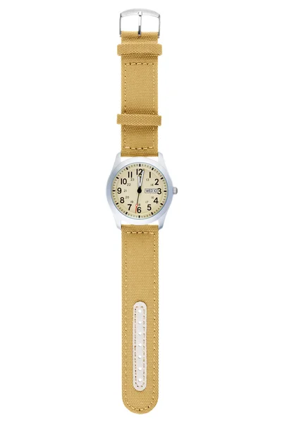 Nahaufnahme beige Armbanduhr — Stockfoto