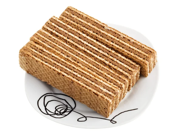 Wafers on a white plate — Stock Photo, Image