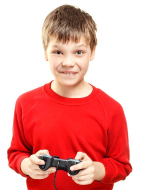 ellerinde gamepad ile şirin çocuk