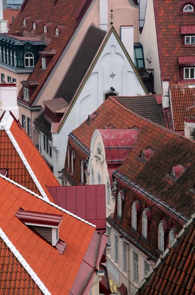 Closeup Aerial View of Old Town in Tallinn — Stock Photo, Image