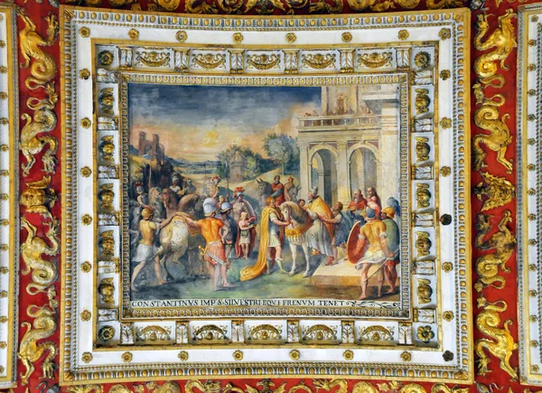 Galerie Deckenmalerei in vatikanischen Museen Stockbild