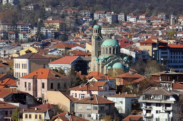 Weergave Van Bulgaarse Stad Veliko Tarnovo Kathedraal Van Geboorte Van — Stockfoto