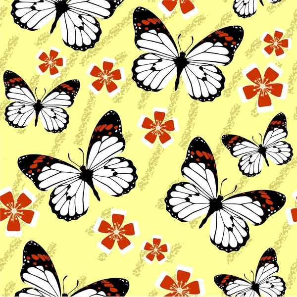 Seamless grunge butterfly texture 528 — Stock Vector