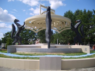 Novosibirsk, Sibirya, Rusya, anıt bir sable