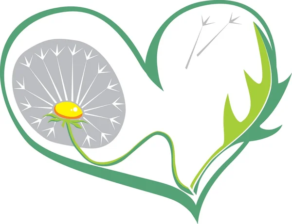 Vector. corazón con amor a la flor y la naturaleza — Vector de stock