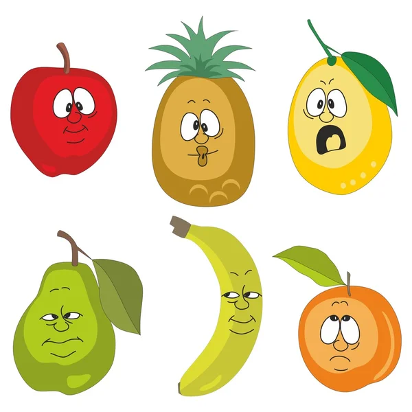 Emoção desenhos animados frutas conjunto 001 — Fotografia de Stock