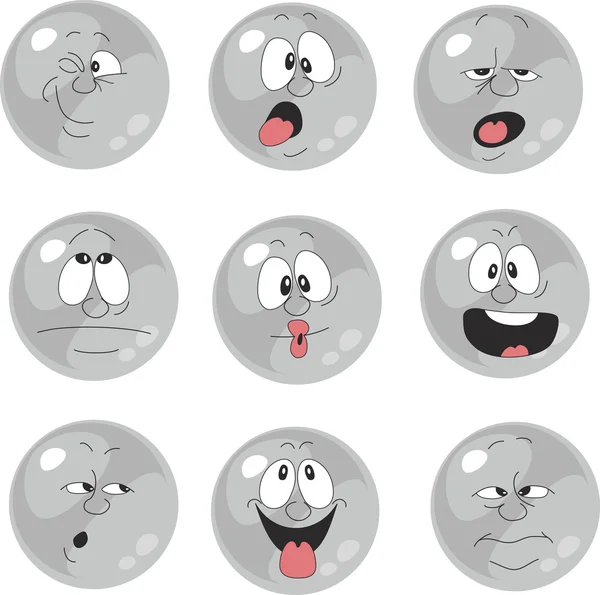 Conjunto de bolas cinzentas emocionais — Vetor de Stock