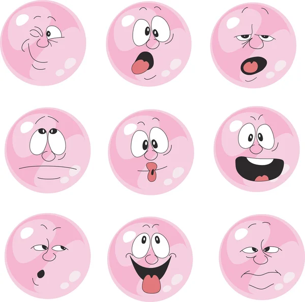 Set of emotional pink balls — Stock Vector