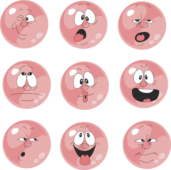 Készlet érzelmi sötét rózsaszín labda — Stock Vector