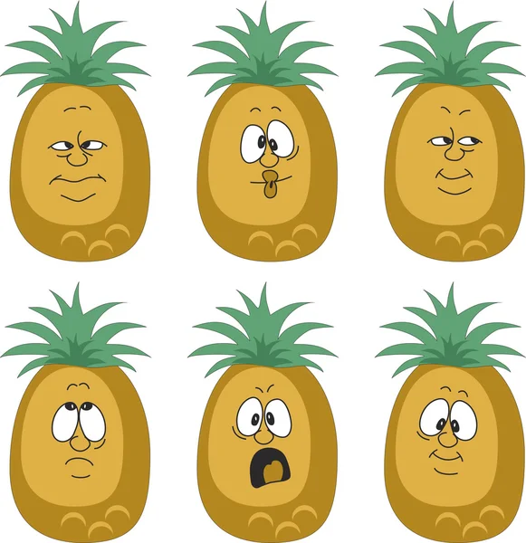 Set mit emotionalen Ananas — Stockvektor