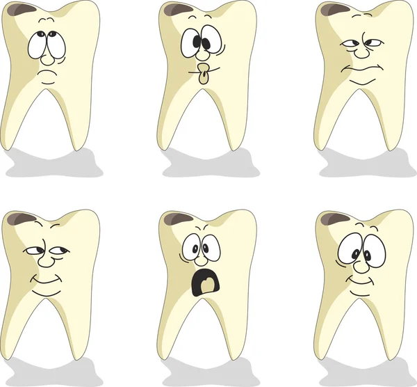 Emotion tooth cartoon set 007 — Stock Vector