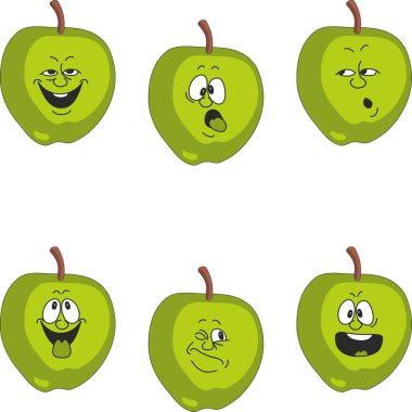 duygu çizgi film yeşil elma seti