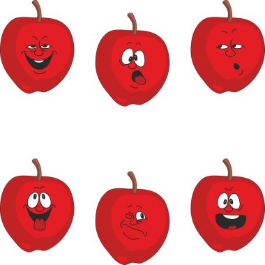 duygu karikatür kırmızı elma seti