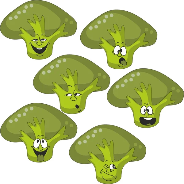 Emoción dibujos animados verde espinaca verduras conjunto —  Fotos de Stock