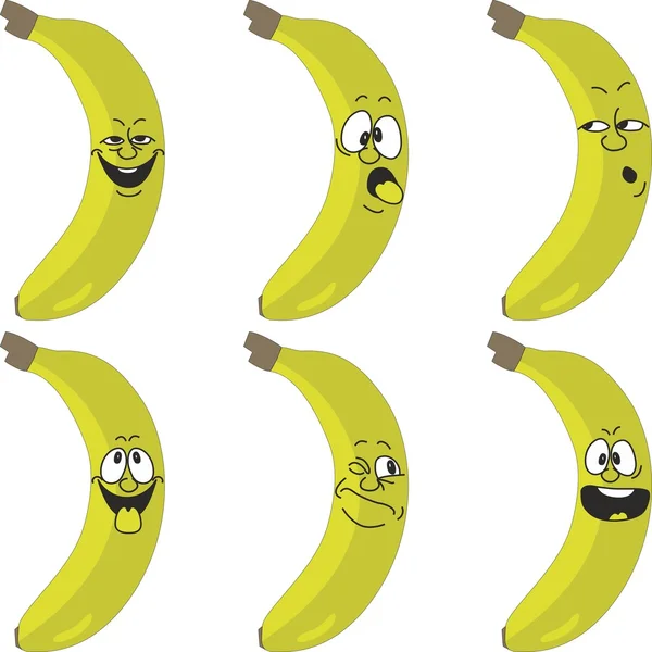 Emozione cartone animato giallo banana set — Foto Stock