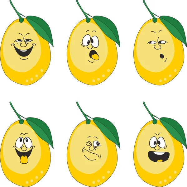 Emotion cartoon yellow lemon set — Stock Photo, Image