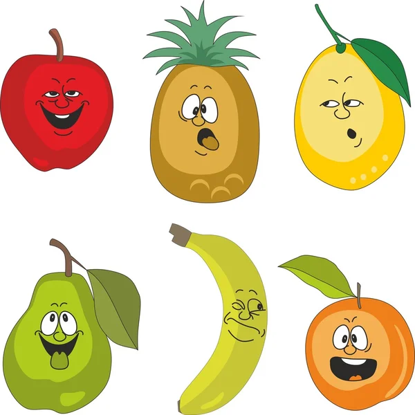 Emoção conjunto de frutas desenhos animados — Fotografia de Stock