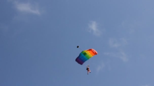 Paraglider in de lucht — Stockvideo
