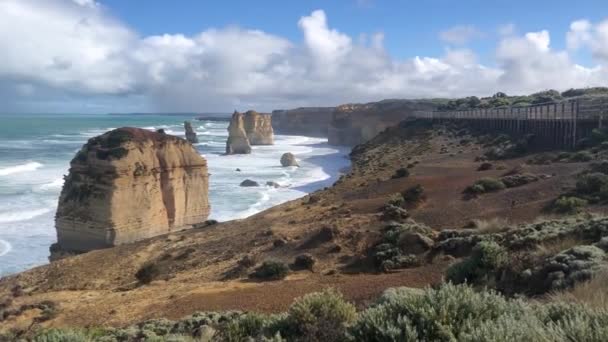 De twaalf apostelen rotsen in Victoria, Australië. — Stockvideo