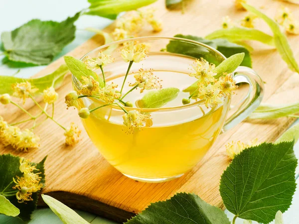 Linden Basswood Tree Honey Tea Drink Flowers Wood Shallow Dof — Stock Photo, Image