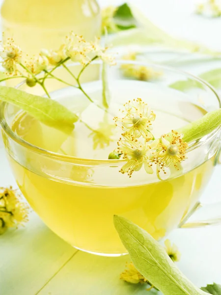 Linden Basswood Boom Honing Thee Drinken Met Bloemen Hout Ondiepe — Stockfoto