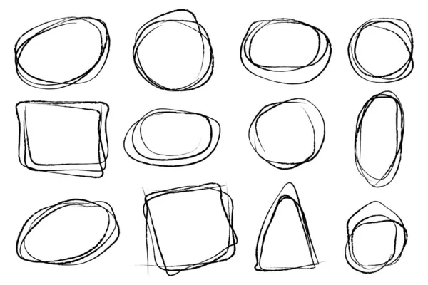 Cercles Dessinés Main Formes Géomentriques Ensemble Éléments Conception Illustration Vectorielle — Image vectorielle