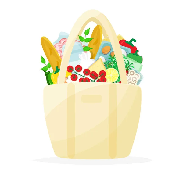Sac Épicerie Plein Illustrations Vectorielles Alimentaires — Image vectorielle