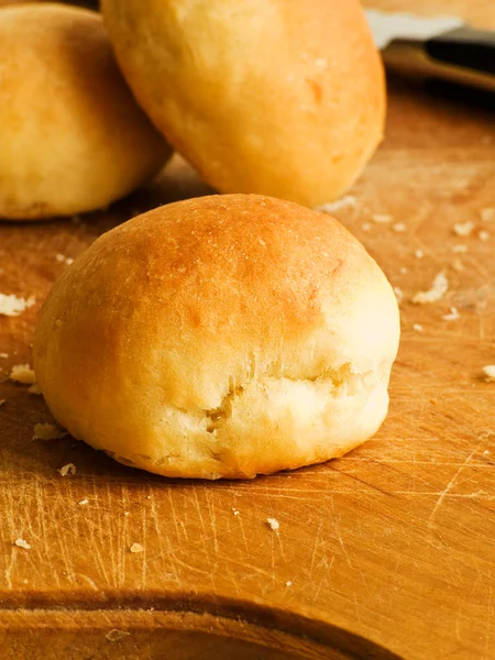 Pão Levedura Leite Caseiro Cozido Forno Dof Rasa — Fotografia de Stock