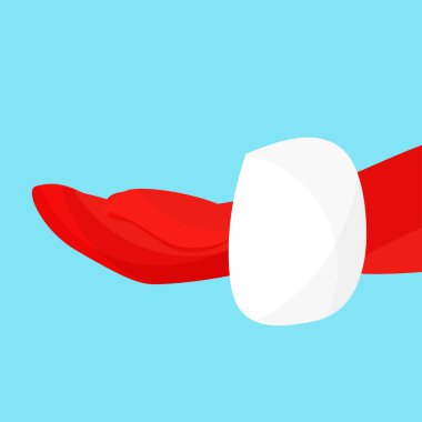 Noel Baba 'nın kostüm eldivenini teslim et. Vektör illüstrasyon düzlüğü.