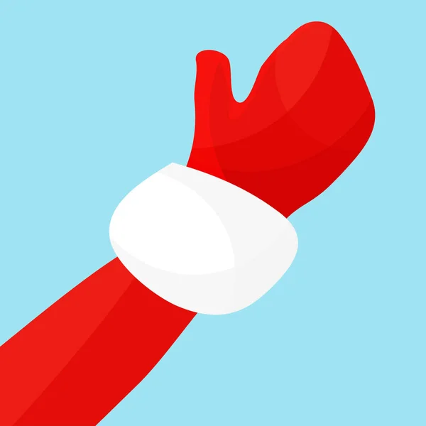 Hand Santa Kostym Handske Visar Gest Vinka Vektor Illustration Platt — Stock vektor