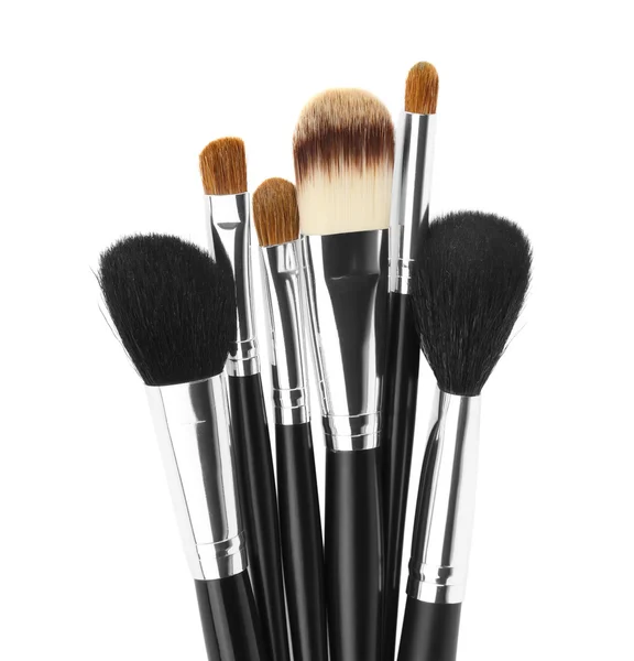 Makeup borstar isolerade över vita — Stockfoto