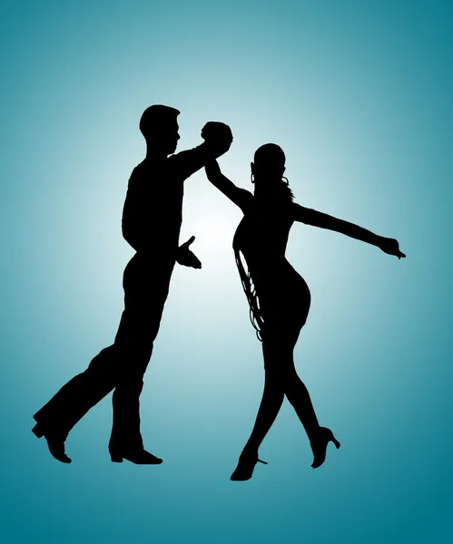 Пара танцующих силуэтов румбы Лицензионные Стоковые Фото